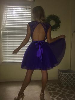 Sherri Hill Purple Size 0 Belt Sorority Formal Cap Sleeve Cocktail Dress on Queenly