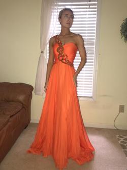 Sherri Hill Orange Size 0 One Shoulder Prom A-line Dress on Queenly