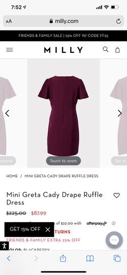 Milly Mini Purple Size 0 Midi $300 Girls Size Cocktail Dress on Queenly