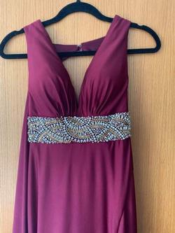 Mac Duggal Purple Size 4 Sequin Train Halter Euphoria Side slit Dress on Queenly