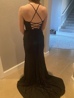 Ashley Lauren Black Size 2 Cut Out Train Corset Prom Side slit Dress on Queenly