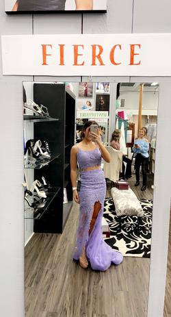 Sherri Hill Purple Size 4 Straight Prom Train Side slit Dress on Queenly