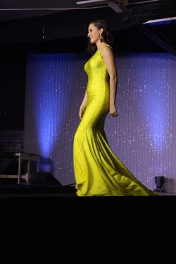 Johnathan Kayne Yellow Size 2 One Shoulder Fully-beaded Straight Dress on Queenly
