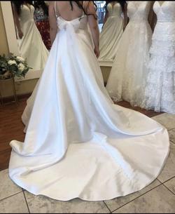 Allure Bridal White Size 14 Plus Size Spaghetti Strap Ball gown on Queenly