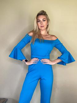 Fernando Wong Royal Blue Size 4 Interview Black Tie Jumpsuit Dress on Queenly