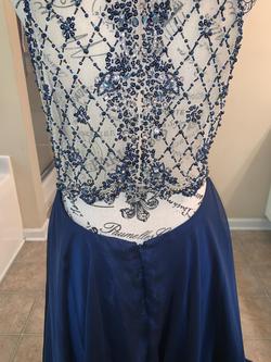 Camille La Vie Blue Size 10 Padded Prom Cut Out Train Dress on Queenly