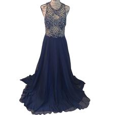 Camille La Vie Blue Size 10 Prom Tulle $300 Train Dress on Queenly