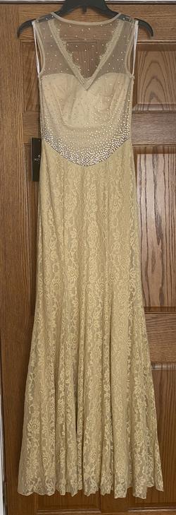 Alyce Paris Gold Size 2 Sheer Prom Mermaid Dress on Queenly