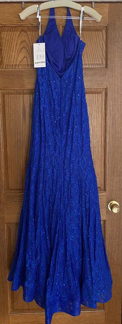 Flair Royal Blue Size 4 Sheer Prom Mermaid Dress on Queenly