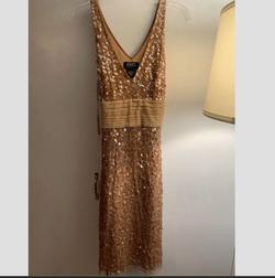 Adrianna Papell Gold Size 6 Fully-beaded Cocktail Dress on Queenly