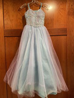 DEB Blue Size 0 Jewelled Girls Size Ball gown on Queenly