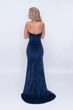 Style 2185 Nina Canacci Blue Size 6 Tall Height Strapless Prom Mermaid Dress on Queenly