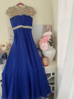 Sherri Hill Royal Blue Size 0 Pageant High Neck Ball gown on Queenly