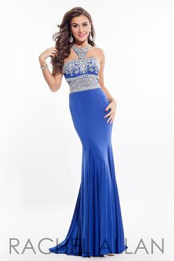 Style 7110RA Rachel Allan Royal Blue Size 2 Black Tie Mermaid Dress on Queenly