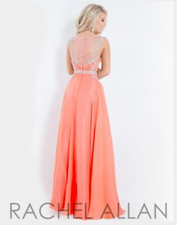 Style 6849 Rachel Allan Orange Size 00 Coral Pageant Black Tie A-line Dress on Queenly