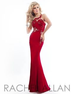 Style 6817 Rachel Allan Red Size 0 Jersey Black Tie Prom Mermaid Dress on Queenly