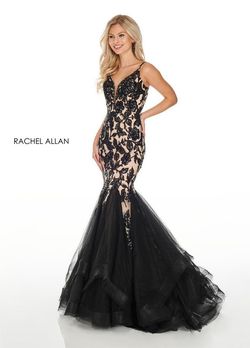 Style 7096 Rachel Allan Black Size 10 Lace Tall Height Prom Mermaid Dress on Queenly