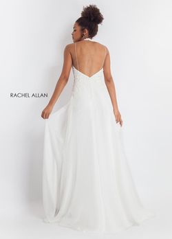 Style L1176 Rachel Allan White Size 4 Tall Height Bridal Shower Bachelorette Halter Jumpsuit Dress on Queenly