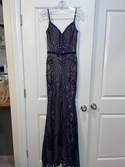 Jovani Navy Blue Size 0 Plunge Mermaid Dress on Queenly