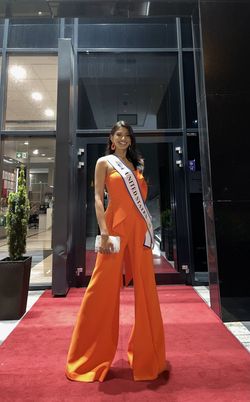 Jovani Orange Size 2 Pageant Jumpsuit Dress on Queenly