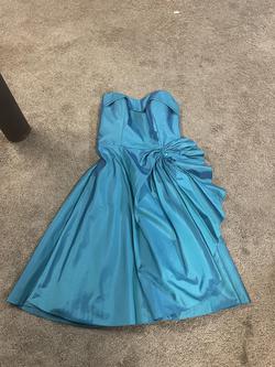 MoriLee Blue Size 10 Midi Teal Cocktail Dress on Queenly