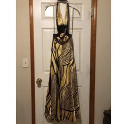 Terani Couture Gold Size 0 Beaded Top Backless Cut Out Straight Dress on Queenly