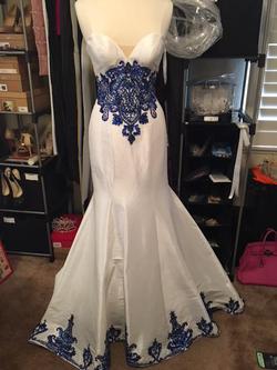 Style 5768 Rachel Allan White Size 6 Strapless Embroidery Mermaid Dress on Queenly