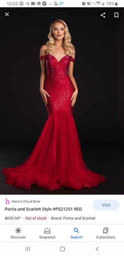 Portia and Scarlett Red Size 6 Jewelled Mermaid Dress on Queenly