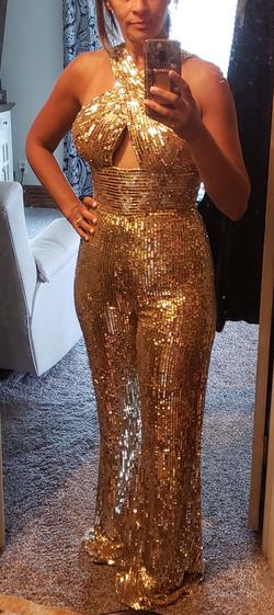 Sherri Hill Gold Size 6 Euphoria Jumpsuit Dress on Queenly