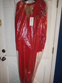 MNM Couture  Red Size 6 Holiday Fitted Sheer Jumpsuit Dress on Queenly