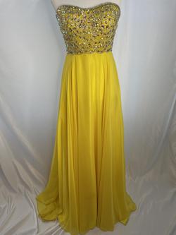 Mori Lee Yellow Size 8 Train Strapless Straight Dress on Queenly