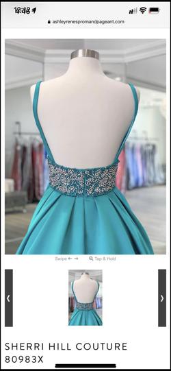 Sherri Hill Couture Blue Size 4 Pageant Boat Neck Prom Ball gown on Queenly