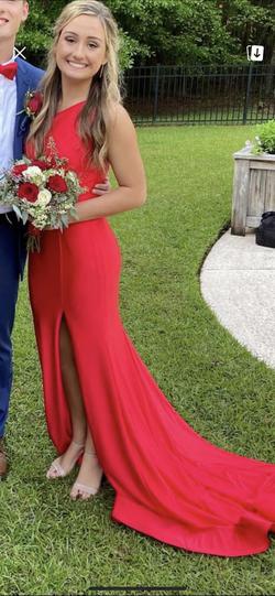 Sherri Hill Red Size 4 One Shoulder Prom Side slit Dress on Queenly
