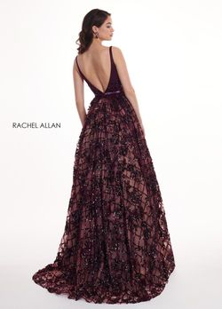 Style 6431 Rachel Allan Red Size 12 Wedding Guest Plunge Silk Satin Sequin Ball gown on Queenly