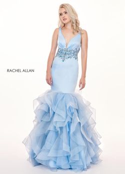 Style 6494 Rachel Allan Blue Size 6 Pageant Tall Height Prom Mermaid Dress on Queenly