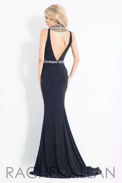 Style 6016 Rachel Allan Black Tie Size 4 Halter Plunge Side slit Dress on Queenly