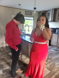 Davids bridal Red Size 16 Cut Out Prom A-line Dress on Queenly