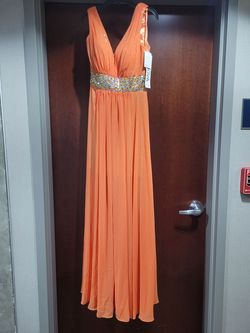 Style 30033 Jovani Orange Size 0 Tall Height Straight Dress on Queenly