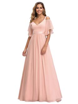 Ever-Pretty Pink Size 18 Sleeves Prom A-line Dress on Queenly