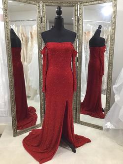 Stacie A Atelier Red Size 6 Custom Side slit Dress on Queenly