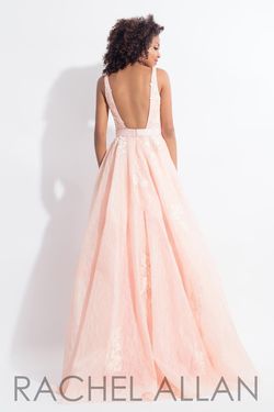 Style 6027 Rachel Allan Light Pink Size 14 Backless Floor Length Tall Height A-line Dress on Queenly