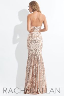 Style 6179 Rachel Allan Rose Gold Size 8 Pageant Halter Military Floor Length Mermaid Dress on Queenly