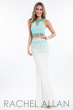 Style 7512 Rachel Allan Multicolor Size 0 Halter Tall Height Prom Two Piece Mermaid Dress on Queenly