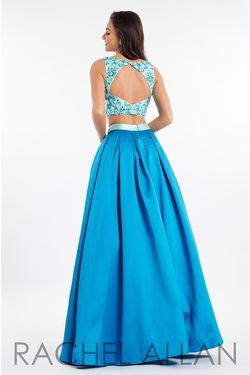 Style 7515 Rachel Allan Blue Size 4 Light Green Tall Height Silk Ball gown on Queenly