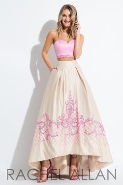 Style 7519 Rachel Allan Pink Size 6 Floor Length Prom Embroidery Ball gown on Queenly