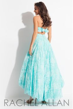 Style 7544 Rachel Allan Blue Size 0 Strapless Prom Pattern Floor Length Ball gown on Queenly