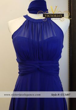 Style 1407 Cindy Blue Size 4 Euphoria Halter Tulle Cocktail Dress on Queenly