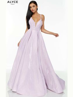 Style 60564 Alyce Designs Purple Size 10 Floor Length Lavender Spaghetti Strap Prom Ball gown on Queenly