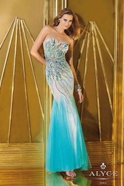 Style 6203 Alyce Designs Blue Size 8 Tall Height Mermaid Dress on Queenly
