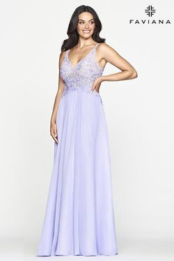 Style S10545 Faviana Purple Size 14 Floor Length Plus Size Tall Height Straight Dress on Queenly